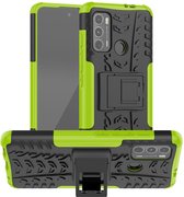 Rugged Kickstand Back Cover - Motorola Moto G60 Hoesje - Groen