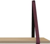 Leren Plankdragers - Handles and more® - 100% leer - BORDO - set van 2 leren plank banden
