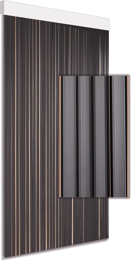 DEGOR Luxe vliegengordijn/deurgordijn Lamellen Tira antraciet- zwart 90 x 215