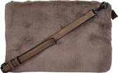 Qischa® crossbodytas - clutch pluche taupe