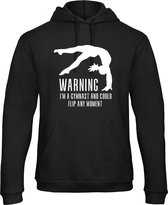 Sparkle&Dream - Trui ‘Warning Gymnast' Zwart Maat S - Voor Turnen en Gymnastiek