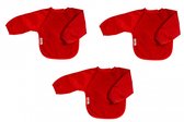 Silly Billyz Slabbertje Fleece Longsleeve Groot Bibs Rood 3 Stuks