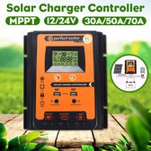 Solar mppt laadregelaar Zonnepaneel - Batterijregelaar - Dual USB LCD-scherm - 12V/24V MPPT(70A) - Large