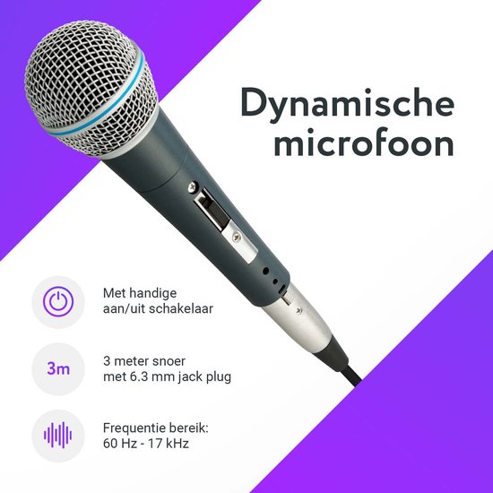 Microphone dynamique cardioïde avec interrupteur et câble