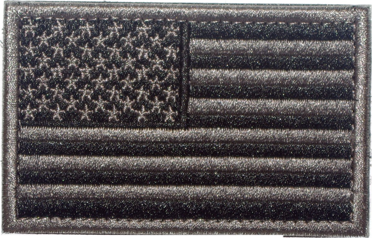 USA Amerikaanse vlag grijs/zwart geborduurde militaire patch embleem met klittenband