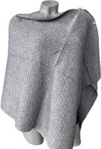 Warme Gebreide Poncho - Sjaal - Cape - Omslagdoek  - Grijs - One Size - 145 x 60 cm