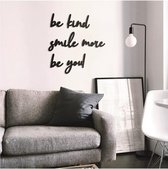 BT Home - Be Kind Smile More Be You muurdecoratie - Wanddecoratie - Zwart - Houten art - Muurdecoratie - Line art - Wall art - Wandborden - Bohemian - kerst - kerstcadeau - wandecoratie woonkamer - kerstgeschenk