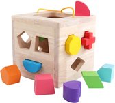 ZaciaToys Kleurrijke Vormenstoof - Steekkubus houten dobbelsteen - Sorteerhuisje - Educatief speelgoed Kinderen - Puzzel - Steekdoos voor baby en peuter - Motoriek - Vormherkenning
