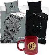 Dekbedovertrek Harry Potter- Glow in the Dark - Eenpersoons - 140 x 200 cm - Katoen, incl. Harry Potter - mok 315 ml- 9 3/4