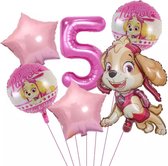 Pow Patrol Folie Ballonnen set van 6 ballonnen - Aluminium Folie Ballon 5 jaar