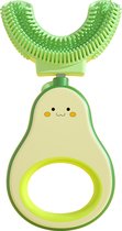 360 graden - U vormige baby tandenborstel - Avocado design - 2 in 1 Tandenborstel en Bijtring / Teether - Zachte siliconen - Kinderen tandenborstel - Jongen/Meisje