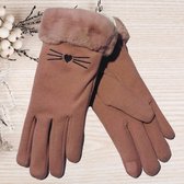 Winter handschoenen Les moustaches du chat van BellaBelga  - roze