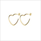 Aramat jewels ® - Oorstekers hart vorm goudkleurig 30mm chirurgisch staal