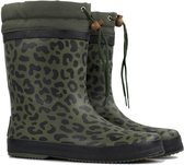 *gevoerd* FashionBootZ regenlaarzen leopard Groen - Zwart-40