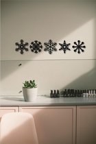 BT Home - 5 stuks Zwarte houten sneeuwvlokken wanddecoratie - kerst versiering - Zwart - Houten art - Muurdecoratie - Line art - Wall art - Wandborden - Bohemian - kerst - kerstcad