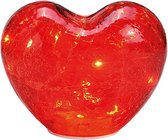 Love - Liefde - Valentijn - Hart - Rood-glazen hart met 10 LED en timer