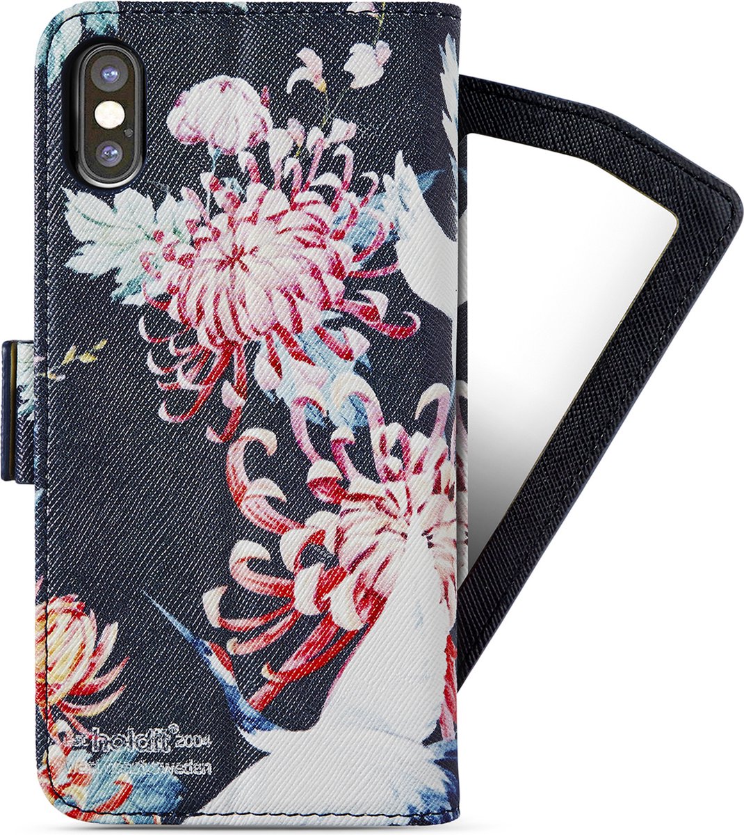 iPhone Xs/X, style wallet mirror, oriental birds