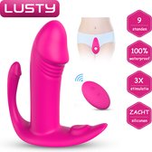 Lusty VIbrerend Slipje Vibrator - 9 Standen - Driedubbele Stimulatie - Oplaadbaar - Met Afstandsbediening - Slip Vibrator - Vibrator voor vrouwen - Seksspeeltjes - Sex Toys