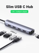 UGREEN USB C Hub USB Type C 3.1 naar 4K HDMI RJ45 PD USB 3.0 OTG-adapter USB C-dock Geschikt voor MacBook Air 2020/2019/2018, Macbook Pro, iPad Pro 2020, iPad Air 2020, Samsung Gal