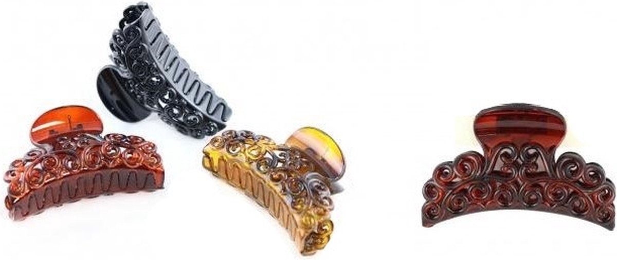 Haarklemmen - Haarspelden - Haarclip - Bruinrood - Zwart - 9.5 cm Set 2 Stuks
