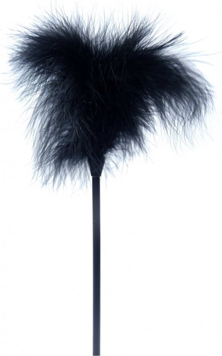 Goedkoopste Fetish Fantasy Zweepje met Veren Gewas | 24 cm | Zwart