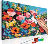 Doe-het-zelf op canvas schilderen - Colourful Meadow Flowers.