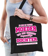 Trotse moeder van geweldige dochter cadeau tas zwart voor dames - kado tas / tasje / shopper - Moederdag cadeau