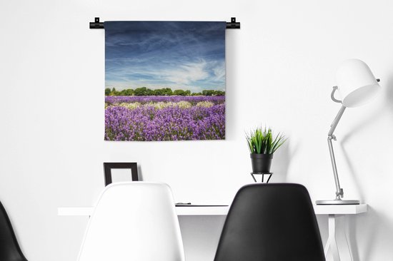 Tapisserie - Toile murale - Lavande violette et blanche en fleur dans un champ - 60x60 cm - Tapisserie