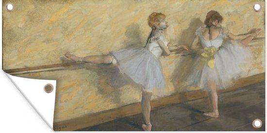 Wanddecoratie buiten Dancers Practicing at the Barre - Schilderij van Edgar Degas - 160x80 cm - Tuindoek - Buitenposter