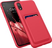 kwmobile hoesje voor Apple iPhone XR - Telefoonhoesje met pasjeshouder - Smartphone hoesje in rood