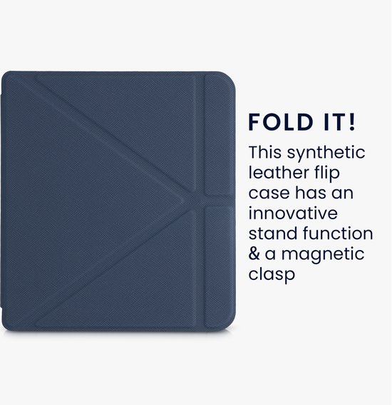 kwmobile e-reader hoesje geschikt voor Kobo Libra 2 hoes - Ereader flip case met standaard - E reader cover van kunstleer - In donkerblauw van Merkloos — afbeelding 4