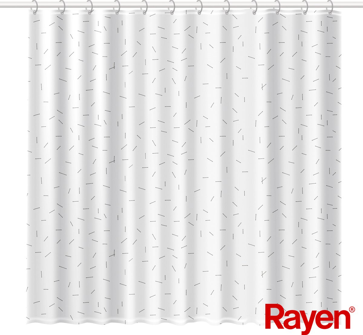 Rayen Douchegordijn 180x200 cm - 100% katoen - inc 12 metalen ophangringen - versterkte ogen