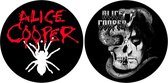 Alice Cooper Platenspeler Slipmat Spider/Skull Set van 2 Zwart
