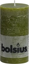 Bolsius stompkaars rustiek olijfgroen - 130 x 68 mm