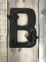 Stijlvolle letter "B" voor huismuren, uitbreiding van het huisnummer in antiek bruin