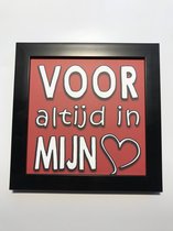 Tekstbord / Wandbord / Voor altijd hart / Verjaardag / Cadeau / Woondecoratie / Rood / Fotolijst