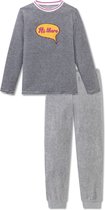 Schiesser - Meisjes Pyjama Badstof - Zwart/wit gestreept - 10 jaar