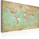 Schilderij - World Map: Celadon Journey.
