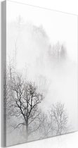 Schilderij - Trees In The Fog (1 Part) Vertical.