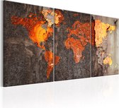 Schilderij - World Map: Rusty World.