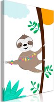 Schilderij - Happy Sloth (1 Part) Vertical.