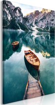 Schilderij - Boats In Dolomites (1 Part) Vertical.