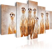 Schilderij - Family of meerkats.
