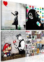 Schilderij - Banksy Collage (4 Parts).