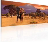 Schilderij - March of african elephants.