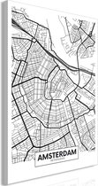 Schilderij - Map of Amsterdam (1 Part) Vertical.