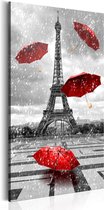Schilderij - Paris: Red Umbrellas.