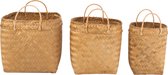 J-Line Set Van 3 Manden Vierkant Rotan Naturel