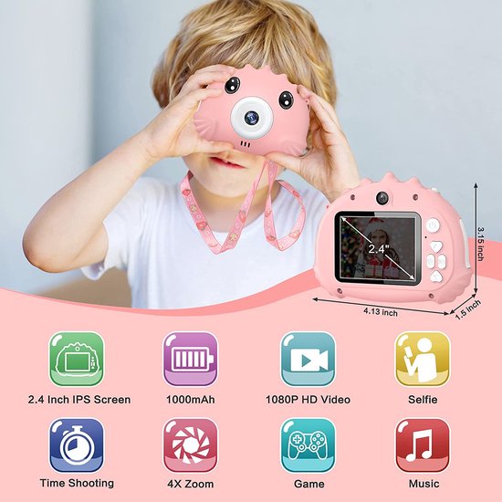 Appareil Photo Enfants,2.4 Pouces, HD 1080P, Cadeaux pour garçons et Filles  de 3 à 10 Ans,(32G SD Carte Incluse)