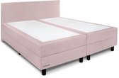 Beddenleeuw Boxspring Bed Mila - 90x200 - Incl. Hoofdbord + Matras - Oud roze